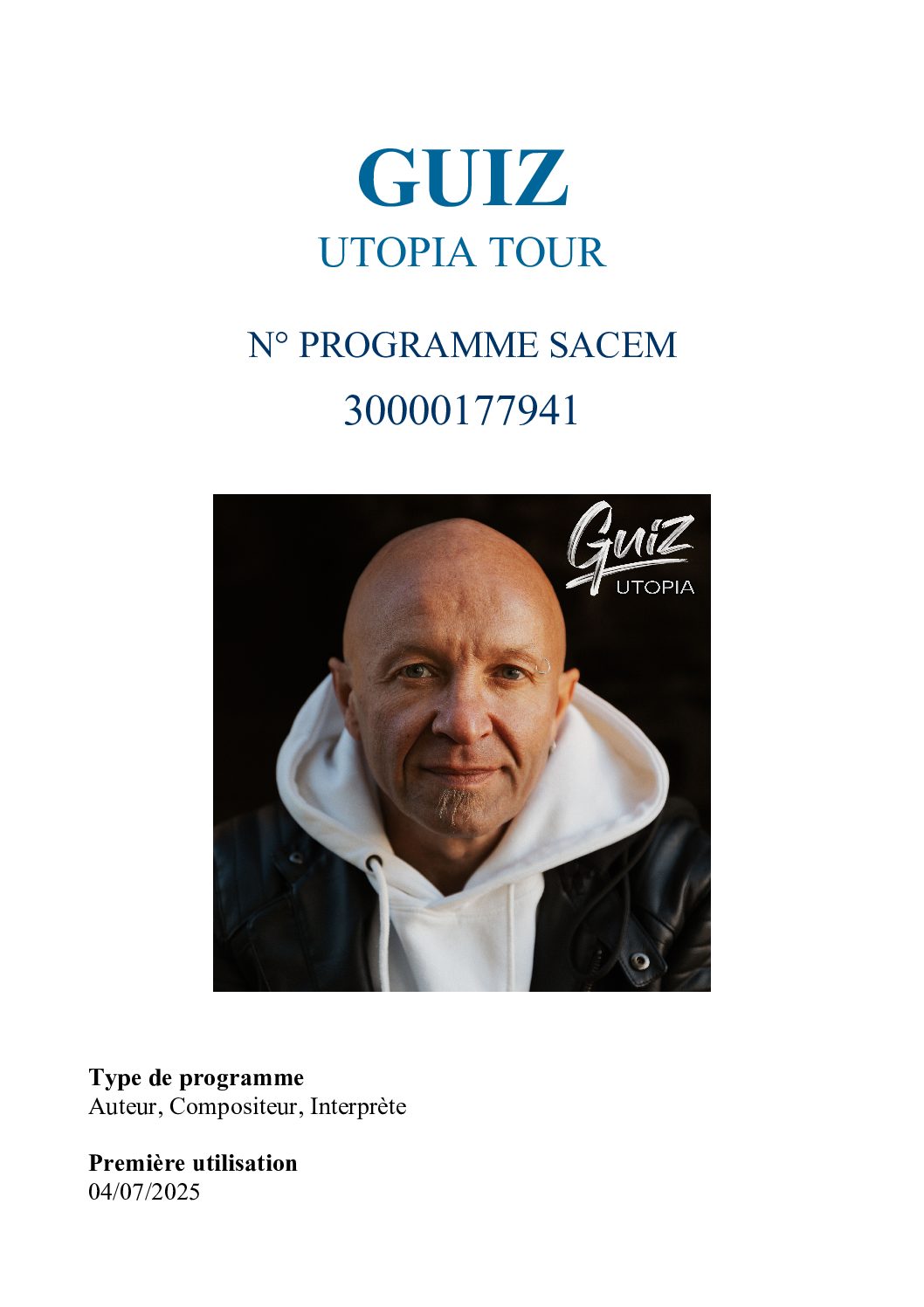 N° PROGRAMME SACEM GUIZ