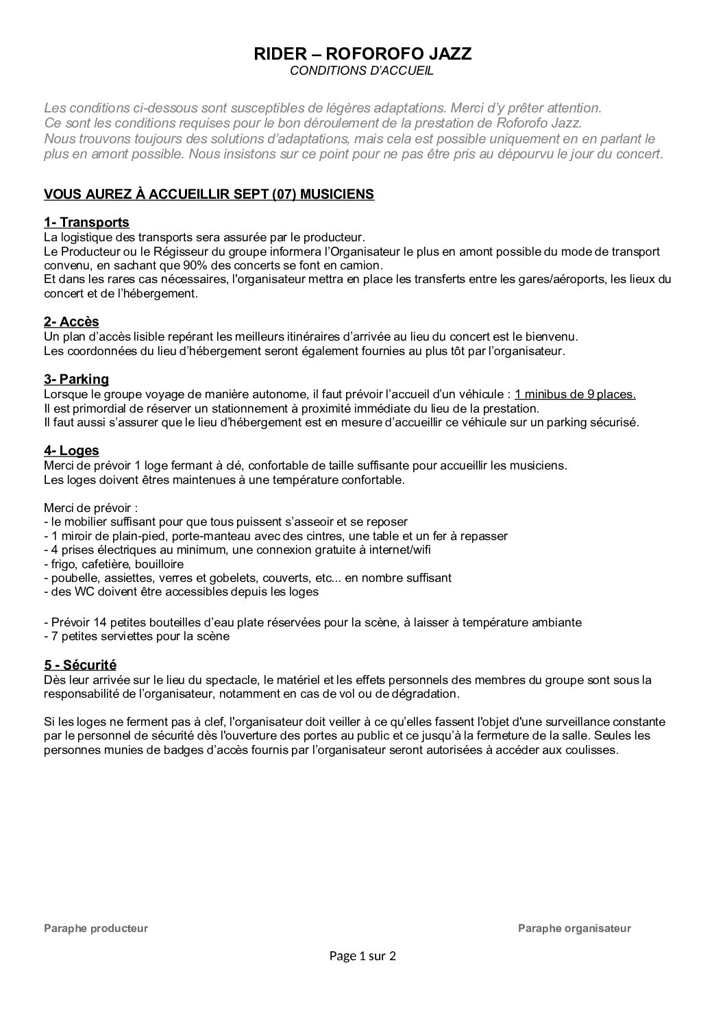 RIDER Accueil Roforofo Jazz