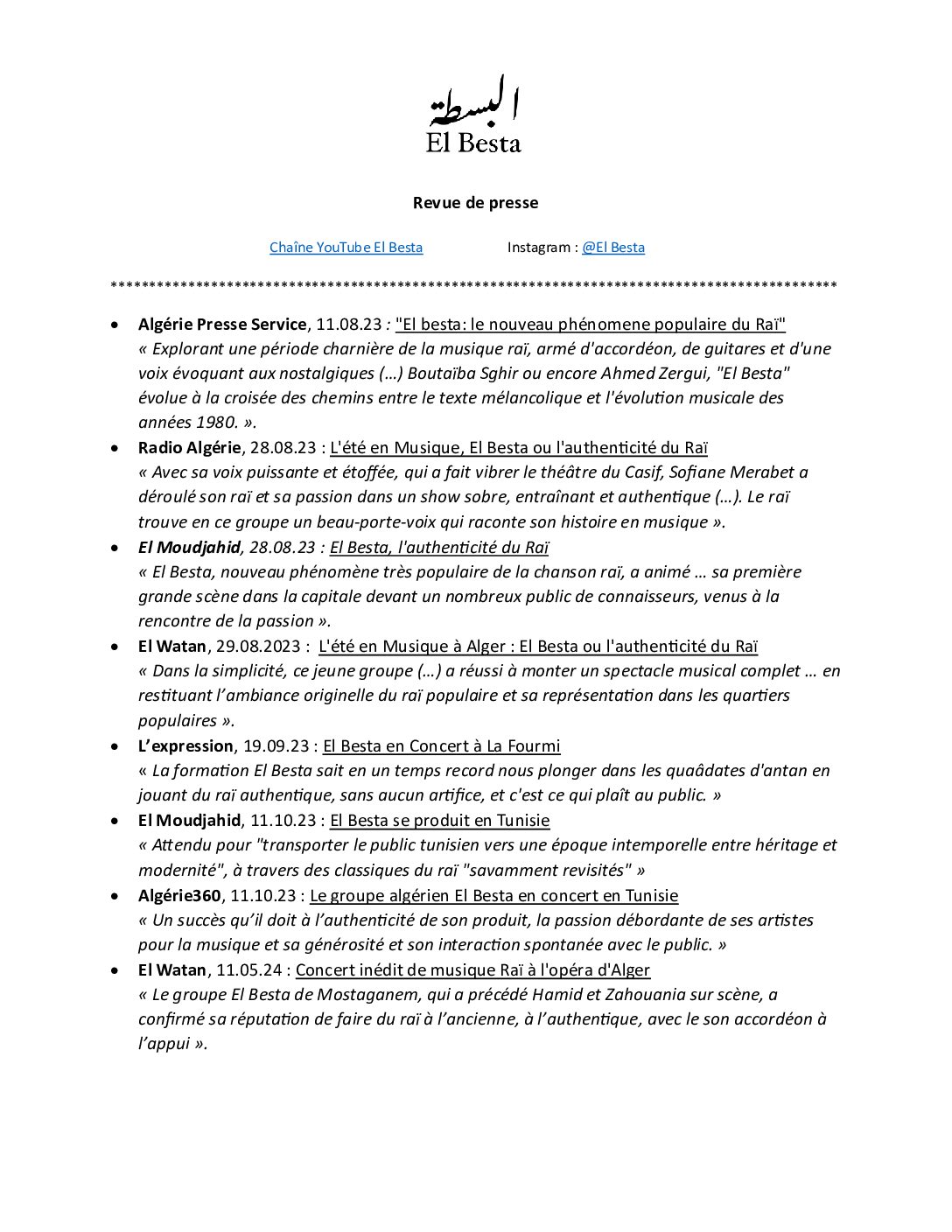 Revue de presse El Besta 25