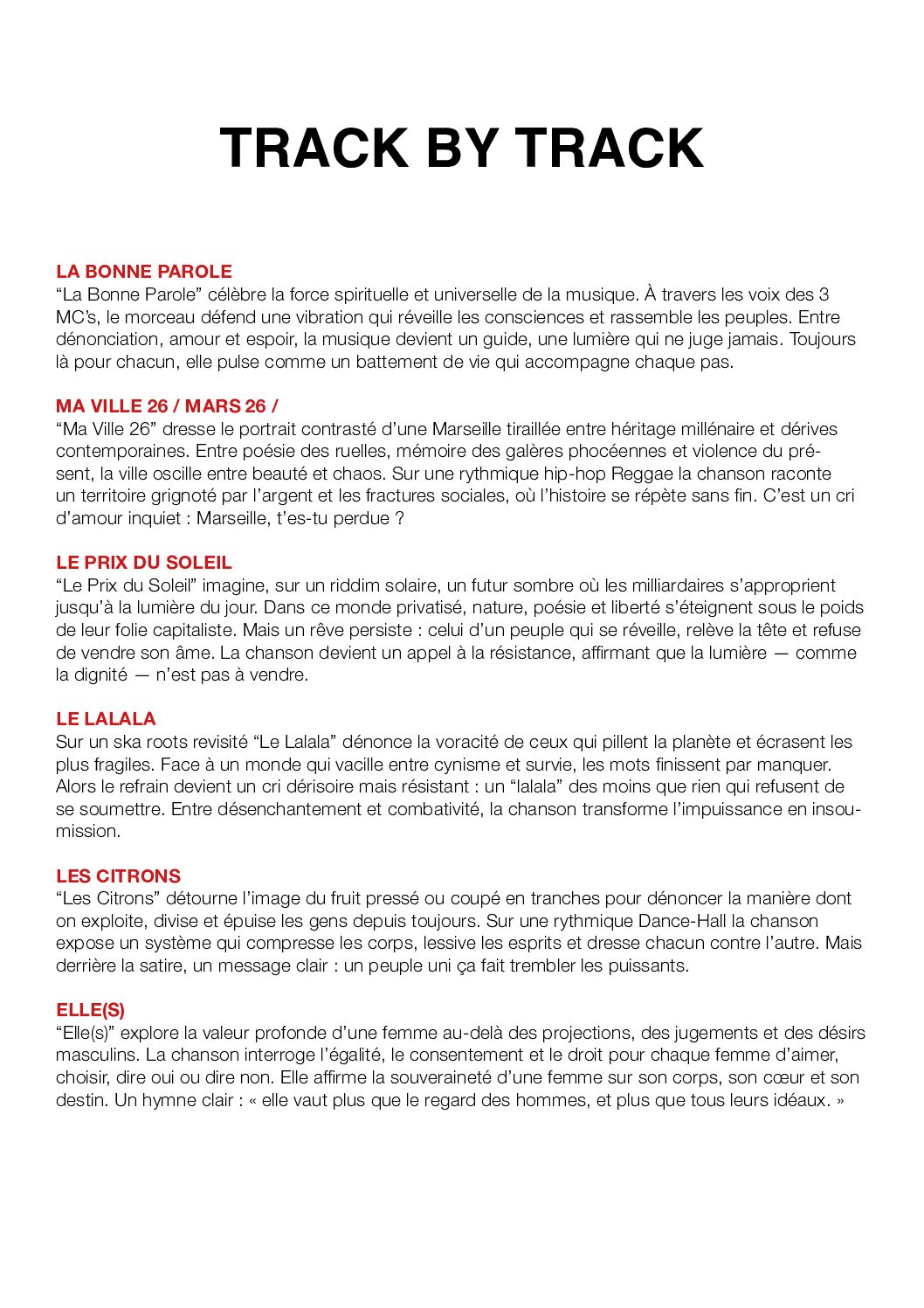 Track by track album