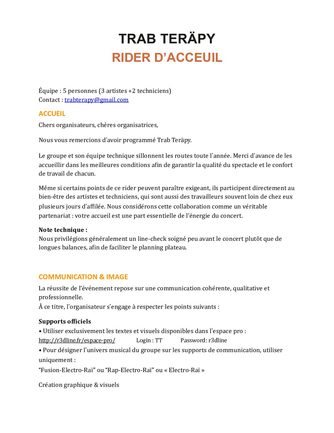 TRAB TERÄPY – Rider d&rsquo;Accueil + Fiche Technique – Juillet 2026